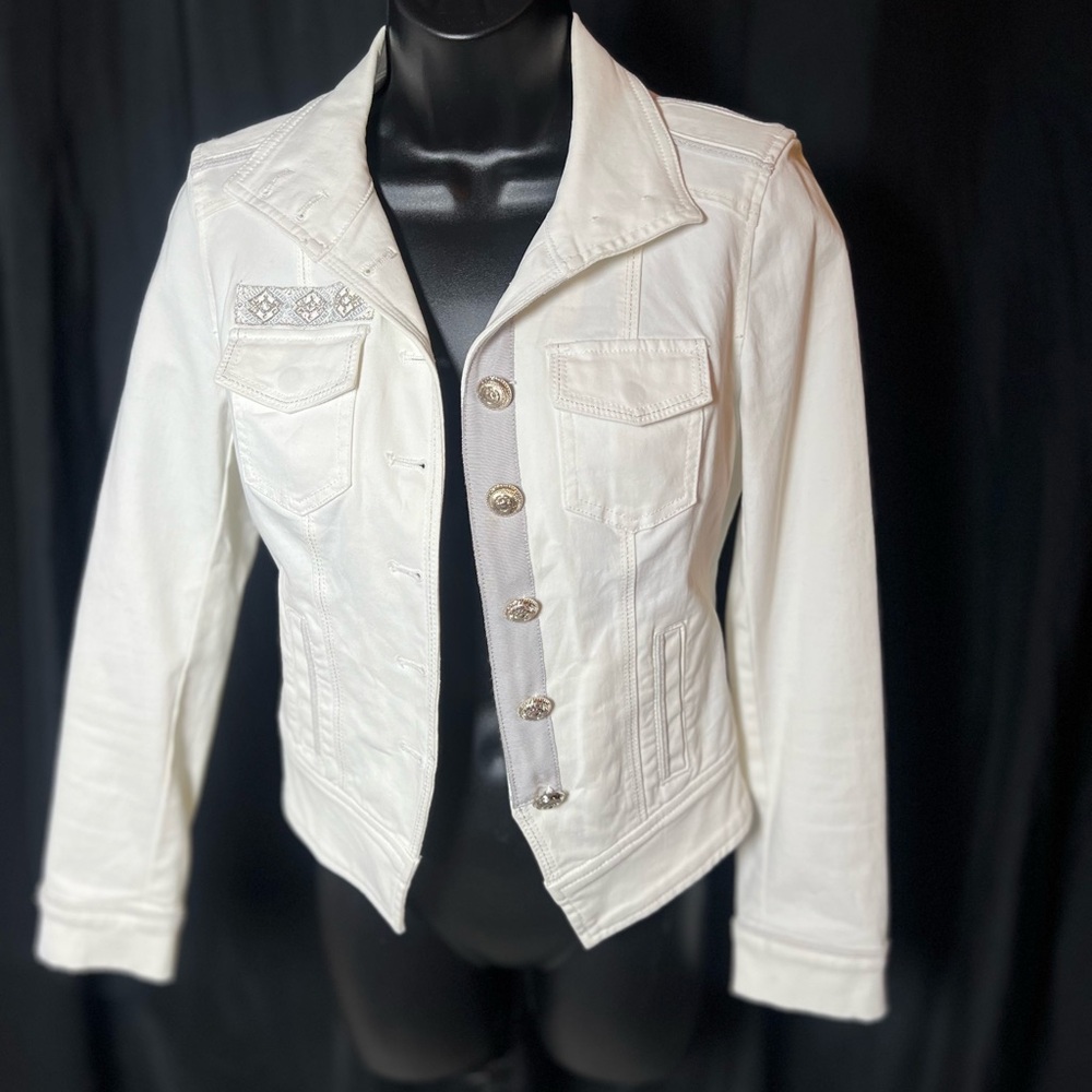White House Black Market Ivory Jean Jacket